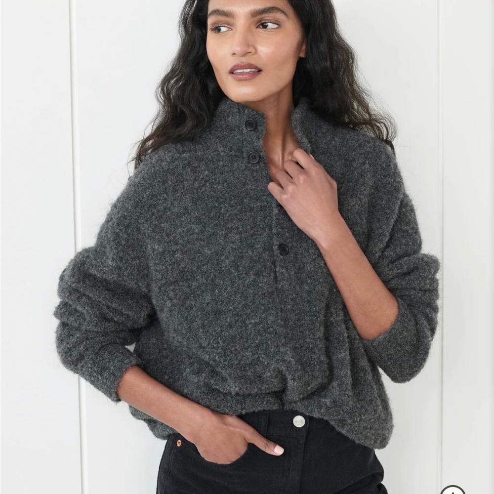 Jenni kayne boucle button pullover charcoal